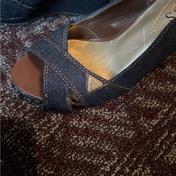 NEW Guess denim wedge sandals - Picture 5 of 8